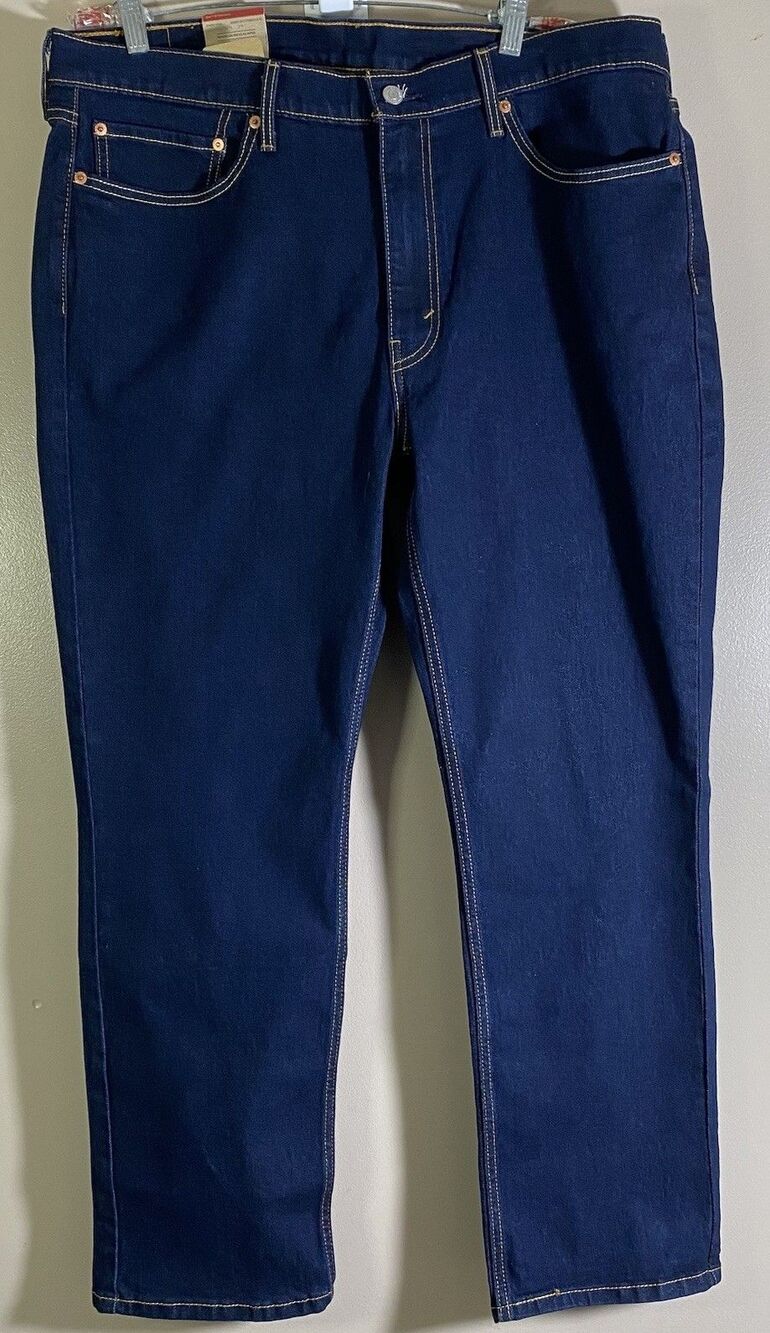 Levis 514 Straight Fit Jeans Mens 38X30 Stretch Jeans Color Rinsed Blue